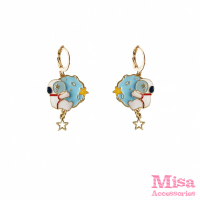 【MISA】韓國設計擁抱星空可愛太空人星星吊墜造型耳環(太空人耳環 星星耳環 星空耳環)
