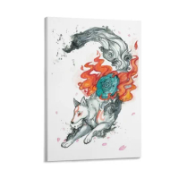 Watercolor Okami Canvas Painting anime poster decorative pictures for living room wall frame for living room art mural
