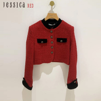 JESSICA RED - 復古百搭小香風短版外套羊毛混紡832Z07