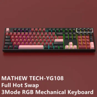 Mathew Tech YG108 Mechanical Keyboard 108 Keys 3 Mode Wired/Wireless/Bluetooth 2.4G RGB Hot Swap Gaming Keyboard