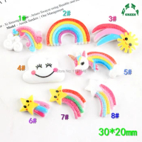 Bling Rainbow Slime Charm for kids cute Unicorn Cabochon Flatback Resin Charms for slime 20pcs DIY s