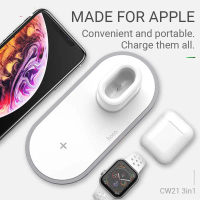 [HCM](GIẢM CỰC SỐC) Đế Sạc Không Dây Hoco CW21 3 In 1 Smartphone& Apple Watch & Airpod Sạc Không Dây