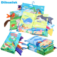 New Baby Cloth Books Visual and Auditory Training Early Educational Toys Kids Cartoon Animal Tails Book for Toddlers 12-72 Month