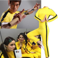Adult Kids Bodysuit Bruce Lee Jeet Kune Do Chinese Kung Fu Jumpsuit Rompers Party Funs Cosplay Costume Zentai Suit
