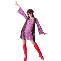70s Women Hippie Costume 60s 70s Disco Outfit Halloween Adult Hippie Cosplay Party Costume