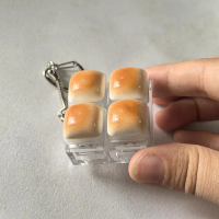 Caramel Bread Button Fidget Keychain Stress Relieving Toy Button Finger Toy Backpack Keyboard B7I0