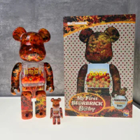 Bearbrick 400%+100% 28cm and 7cm Be@rbrick maple leaves and forest bearbriks one big and one small plastic stickers teddy bears