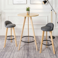 北歐吧臺桌椅組合實木小吧臺桌家用簡約高腳圓桌子凳子咖啡高桌椅