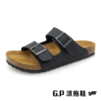 【G.P】男款簡約織紋雙帶柏肯拖鞋M525-黑色(SIZE:40-44 共二色)