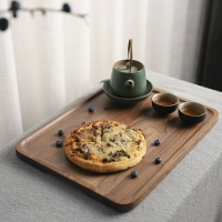 日式北美黑胡桃實木托盤大號橢圓形餐盤子家用長方形點心盤平盤