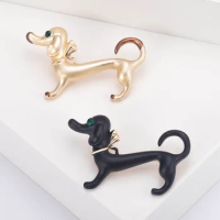 Creative Cute Drop Oil Sausage Dog Animal Brooches For Women Man Fashion Enamel Brooch Clothes Suit Pins Accessory Jewelry Gifts