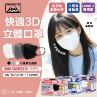 MILAN-日本研發 歐盟CE認證 成人三層掛耳式一次性醫用3D立體口罩 ASTM Level 3 白色 30片/盒 (平行進口)
