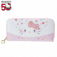 【震撼精品百貨】Hello Kitty 凱蒂貓~日本Sanrio三麗鷗 KITTY50週年紀念長皮夾-大臉*04035