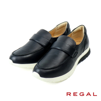 【REGAL】輕量皮質厚底休閒鞋 黑色(HC43-BL)