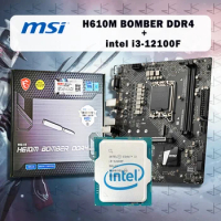 NEW MSI H610M BOMBER DDR4 + intel Core I3 12100F CPU Suit Socket LGA 1700 /Micro ATX/without cooler