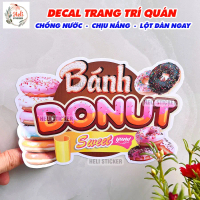 Decal Trang Trí BÁNH DONUT, Hình Dán Decor Quán Ăn, Quán Trà Sữa, Cà Phê - Dán Tủ, Kính, Tường, Gỗ -