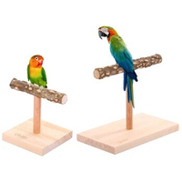 2024 New Wooden Bird Stand Natural Wood Table Top Perch with Base Training Branches Paw Grinding Toy for Birds Cage Accessories