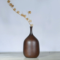 泰國工藝品實木花瓶擺件東南亞原生態創意裝飾品原木色實木花瓶1入