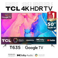 TCL 50'' 55'' 65'' 75'' T635 Series QLED 4K Ultra HD HDR Smart TV Google Assistant, Google TV, Dolby Atmos, HDR10