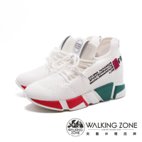 【WALKING ZONE】女 英字增高運動鞋 女鞋(白色)