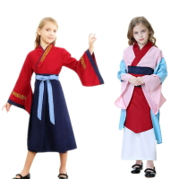 花木蘭cosplay女孩兒童公主裙連衣裙表演出服裝角色扮演漢服裝