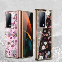 Mate X2 Funda Case for Huawei Mate X2 Retro Small Floral Plating Tempered Glass Protection Mobile Phone Case Cover MateX2