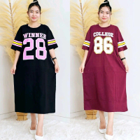 Dress Jumbo Wanita Kekinian Korean Style Lengan Pendek Terusan Dewasa Remaja Lembut Tebal Santai Cas