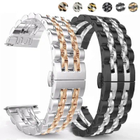 22mm 20mm Stainless Steel Band for Samsung Galaxy Watch 6 5 4 45mm Gear S3 3 46mm 47 44mm 40mm Metal Strap for Amazift BIP2 GTR
