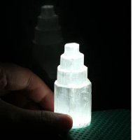 Natural Selenite Lamp White Gemstones Ice Berg Carved Crystal Ore Decor Clear Tower Mineral Quartz Home