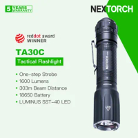 Nextorch TA30C Rechargeable Tactical Flashlight,1600 Lumens 303m Beam,18650 Battery,Anti-Interference Magnetic Rotational Switch