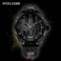 Jam Tangan Pria POLICE x THE BATMAN The Bat New Version Ltd Edition Black Leather Strap Original Gar