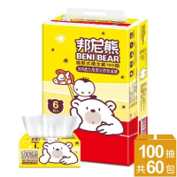 BeniBear邦尼熊抽取式衛生紙100抽6包10袋/箱(60包)-黃版