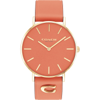 COACH Perry 品牌C字皮錶帶女錶 母親節禮物-玫瑰金x珊瑚橘 CO14503922