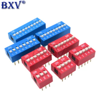10PCS Slide Type Switch Module 1 2 3 4 5 6 7 8 9 10 12 Bit 2.54mm Position Way DIP Red Pitch Toggle Switch Blue Red Snap Switch