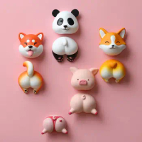 Cute Cartoon Animal Head Fridge Magnets Mini 3D Animal Tail Fridge Stickers Easy To Use Kitchen Accessories
