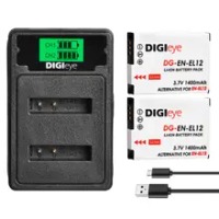 EN-EL12 ENEL12 Battery + LCD Dual USB Charger for Nikon Coolpix A1000 B600 W300 A900 AW100 AW110 S6300 S8100 S9300 P310
