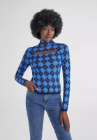 Urban Revivo Cut Out Argyle Pattern Knitted Tee