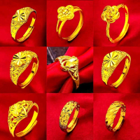 R Series / Korean Style Adjustable 24k Gold Plated Ring ( Adjustable Size 9-16 ) Cincin Emas Boleh L
