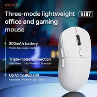 Ajazz NJ07 NJ-07 Wireless Gaming Mouse Triple Mode Connection 12800 DPI Lightweight NJ 07 White