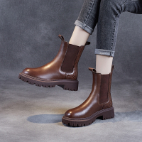 Spot parcel post Vintage Martin Boots Women's Autumn and Winter 2022 New Internet Celebrity Genuine Leather Stretch Boots e Tube Martin Shoes Chelsea Boots
