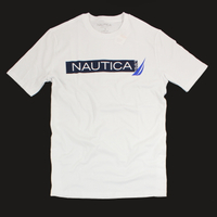 美國百分百【全新真品】Nautica T恤 帆船牌 T-SHIRT 上衣 休閒 短袖 圖案 運動 白色 S號 E124