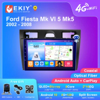 EKIY T7 Car Radio For Ford Fiesta Mk VI 5 Mk5 2002 - 2008 Android 10 Stereo Multimedia Stereo 1280*720P GPS Navigation Player