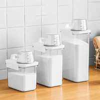 Airtight Laundry Detergent Dispenser Powder Storage Box Clear Washing Powder Liquid Container with Lids Jar