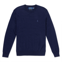 Polo Ralph Lauren RL 熱銷刺繡小馬羊毛針織大學T恤-深藍色