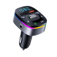 Bluetooth 5.0 FM Transmitter for Car, Wireless Bluetooth Car Adapter with Microphone &amp; HiFi Sound MP3 Music Player Radio