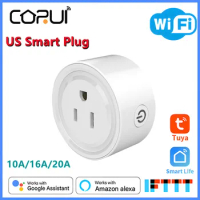 CoRui Tuya WiFi Smart Plug Outlet Remote Switch Timing Smart Home Works With Alexa Google Home No Hub 10/16/20A US Standard