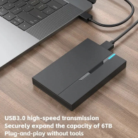 2.5" External Hard Drive Enclosure USB 3.0 Hard Disk Case 6TB Supports 7mm 9.5mm SATA SSD HDD for La