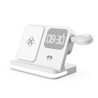 嚴選 7合1時鐘鬧鐘適用于蘋果華為三星手機手表耳機無線充 B22白色