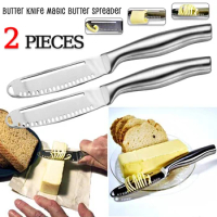 3 in 1 Butter Knife Stainless Steel Butter Knife Cheese Dessert Jam Spreaders Cream Scraper Bread Splitter Butter Spreader
