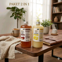 paket 2 in 1 cuka apel 500 ml + sari lemon 500 ml - paket hemat - sarilemon asli 100% - cuka aprl ba